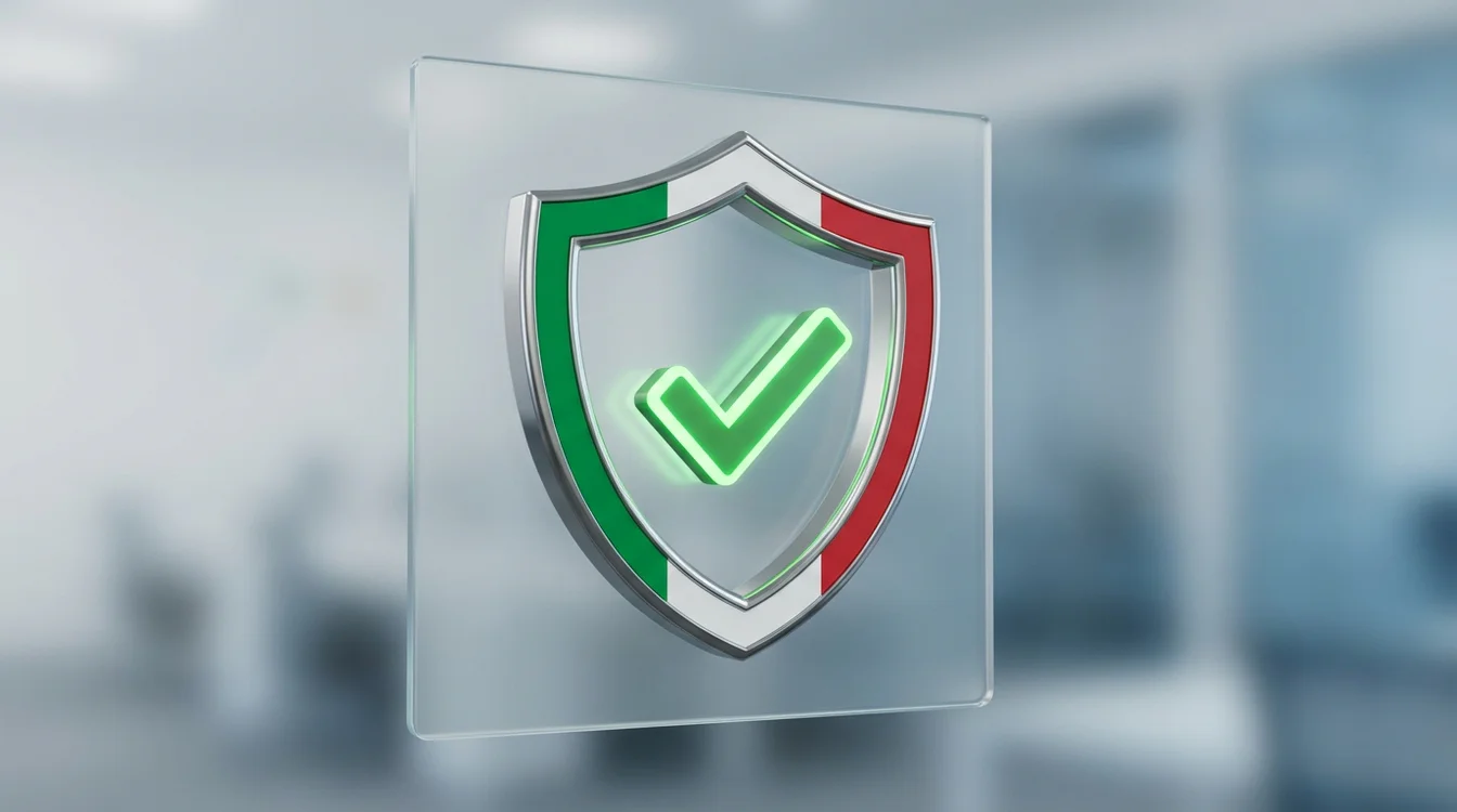 Logo ADM italiano con simbolo di spunta verde che indica approvazione e sicurezza