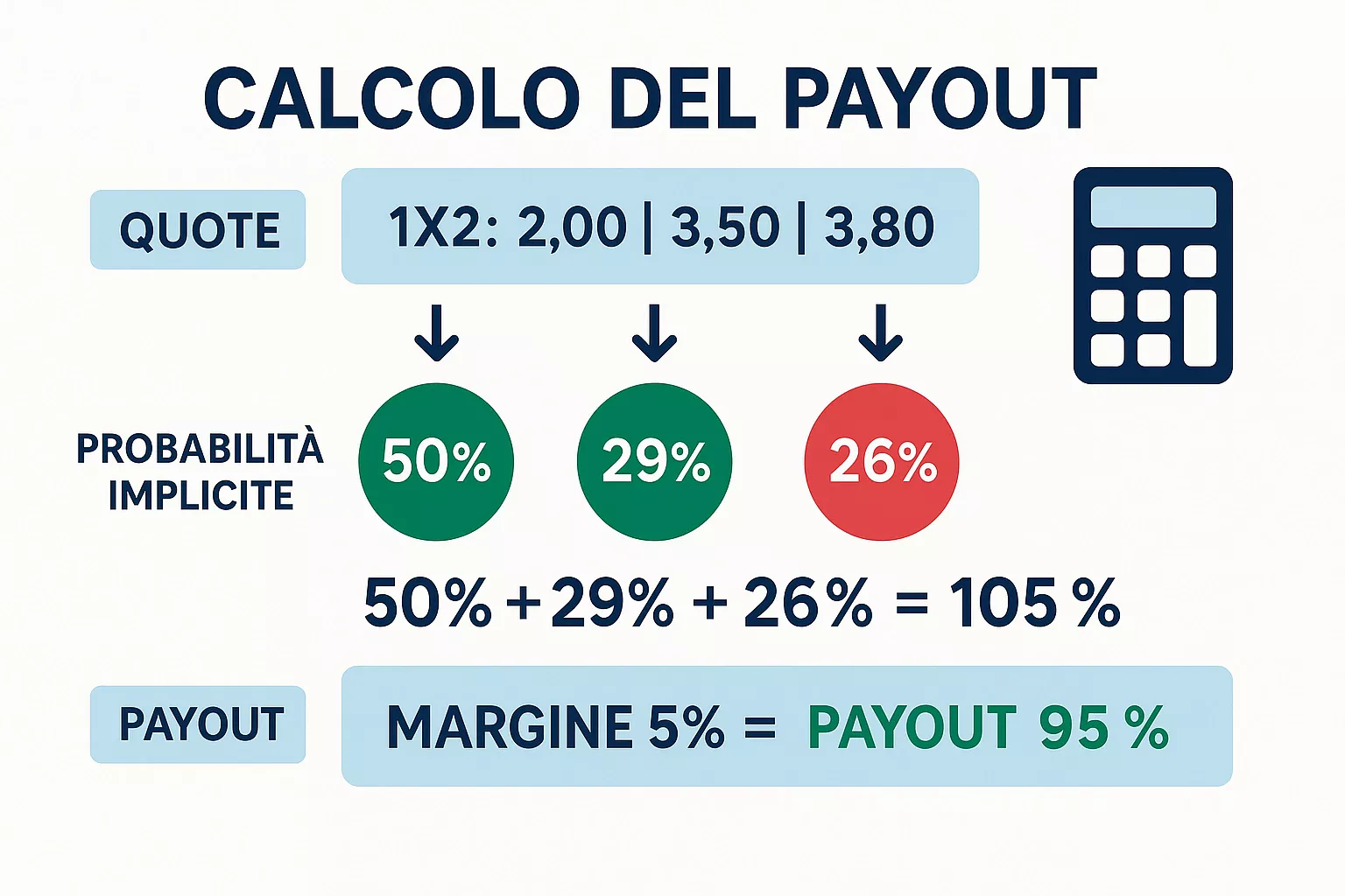Come si calcola il payout nelle scommesse: formula matematica, conversione quote in probabilità e margine bookmaker