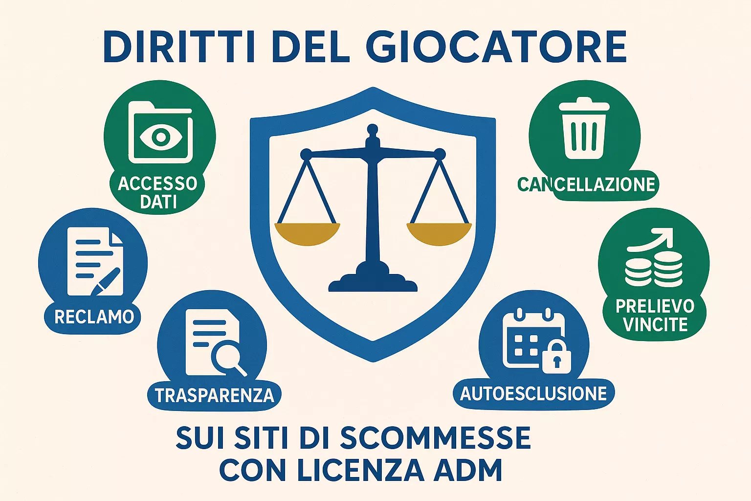 Diritti del giocatore su siti con licenza ADM: accesso dati, cancellazione, prelievo vincite, autoesclusione, reclami, trasparenza