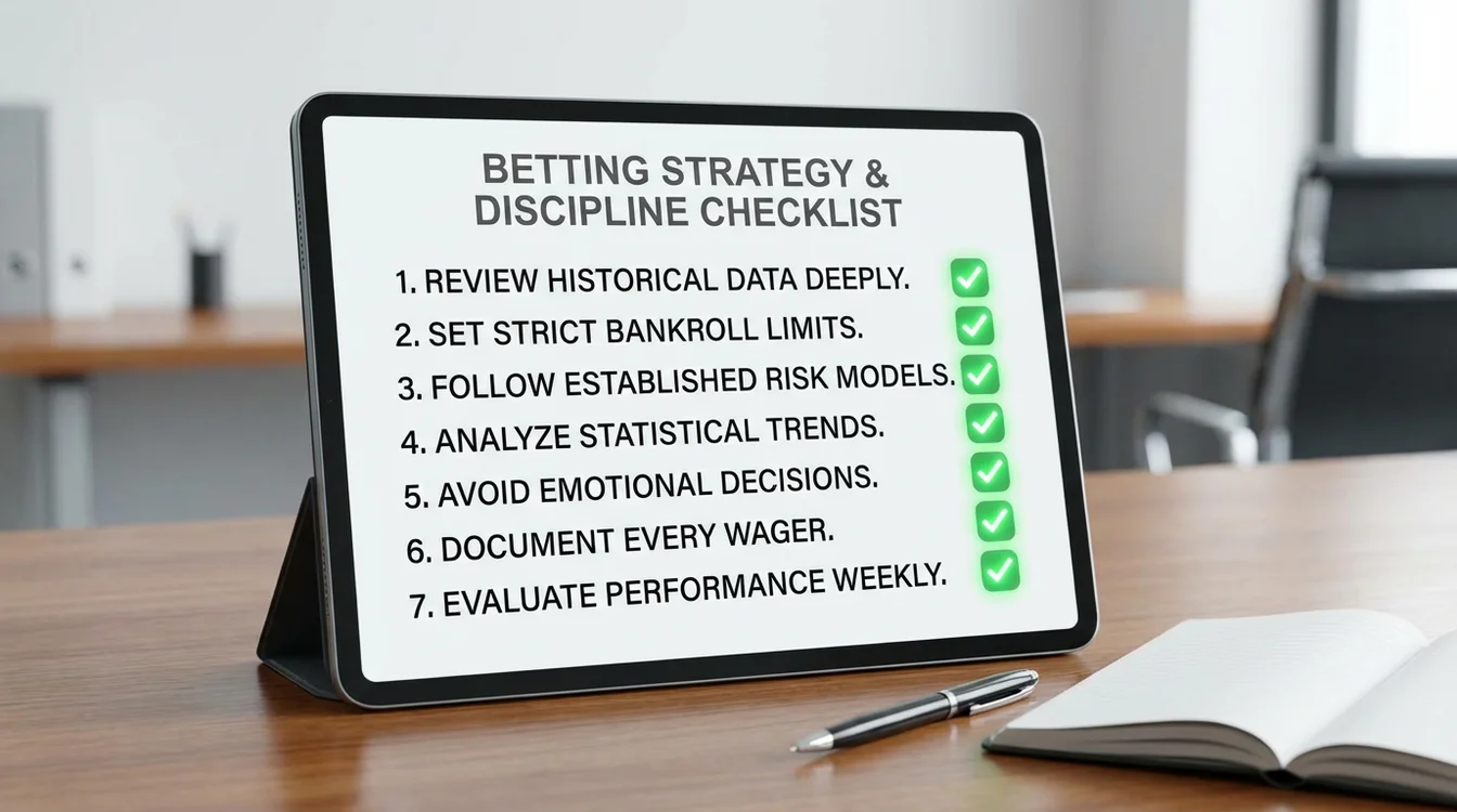 Lista di controllo con spunte che rappresenta disciplina e metodo nelle scommesse