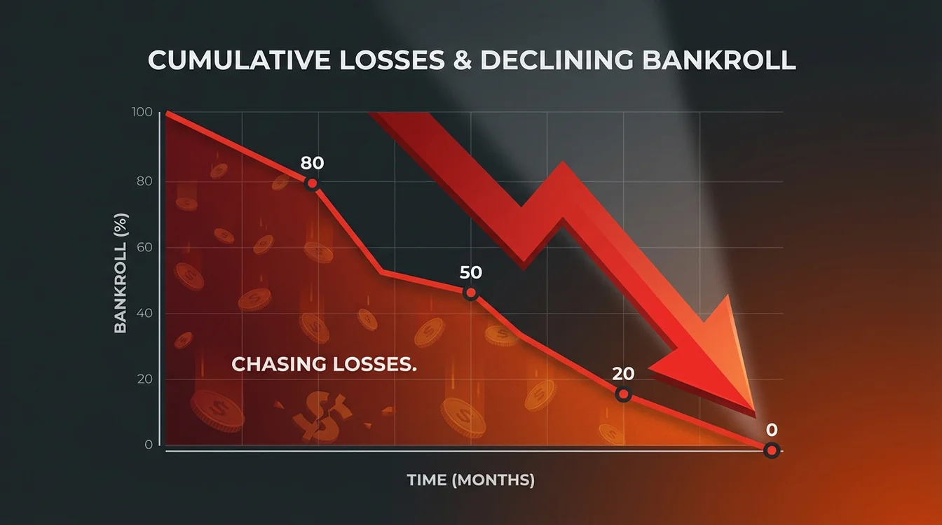 Grafico discendente che simboleggia le perdite con freccia rossa verso il basso