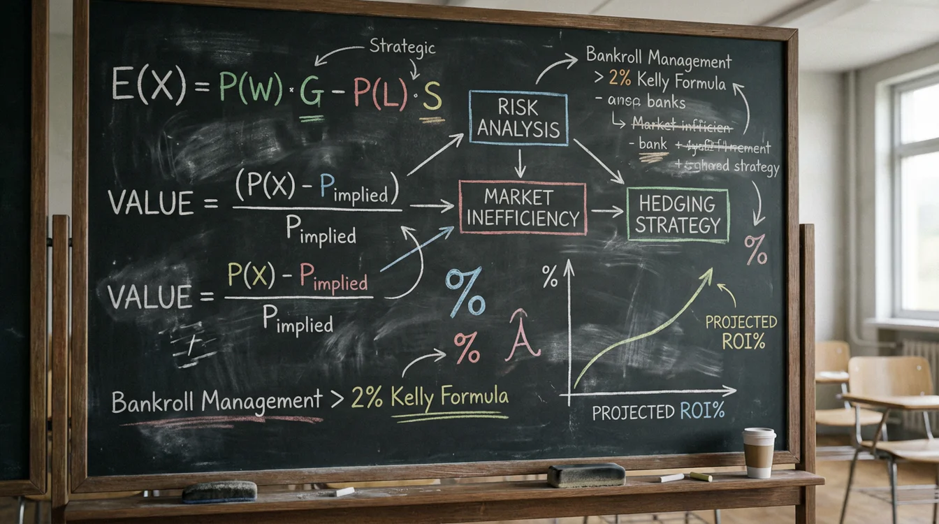 Lavagna con formule e concetti strategici delle scommesse