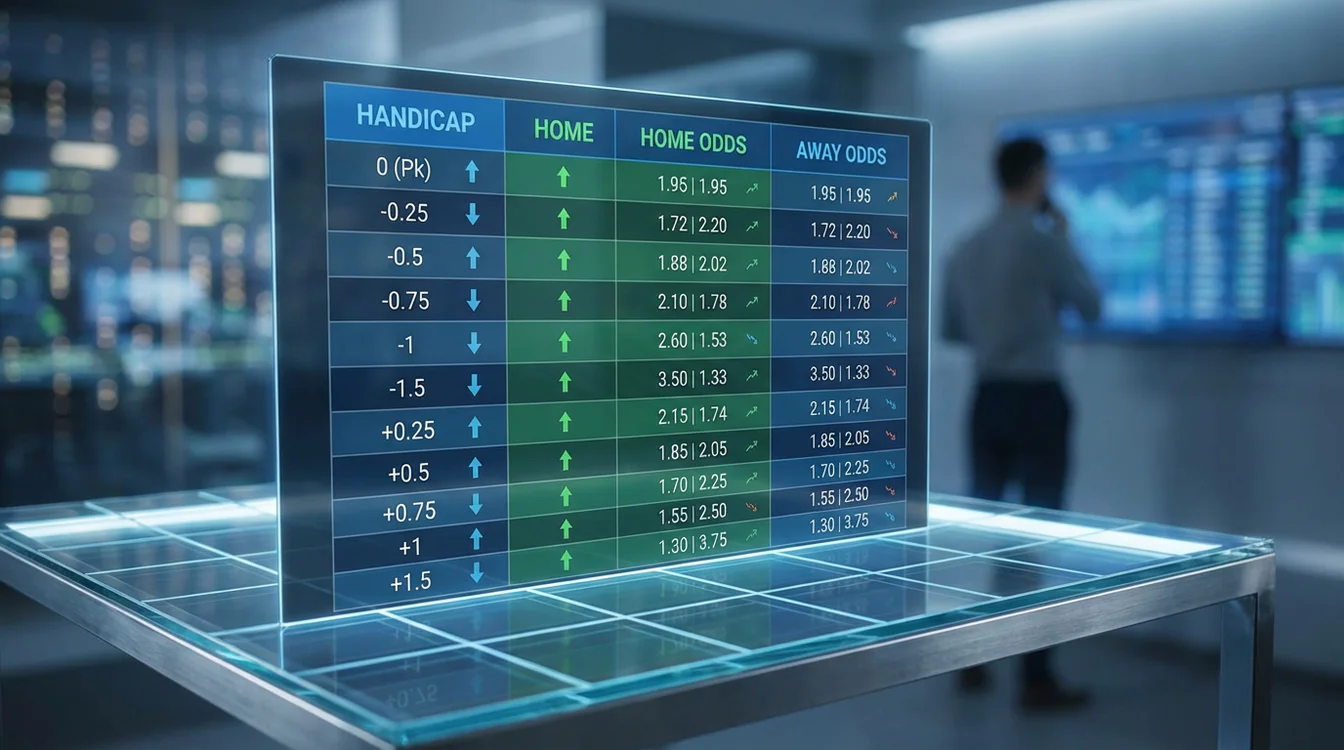 Tabella con diverse linee di handicap e relative quote