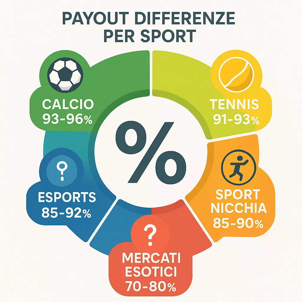 Differenze di payout tra sport: calcio, tennis, basket, eSports e sport di nicchia - quale conviene di più per le scommesse
