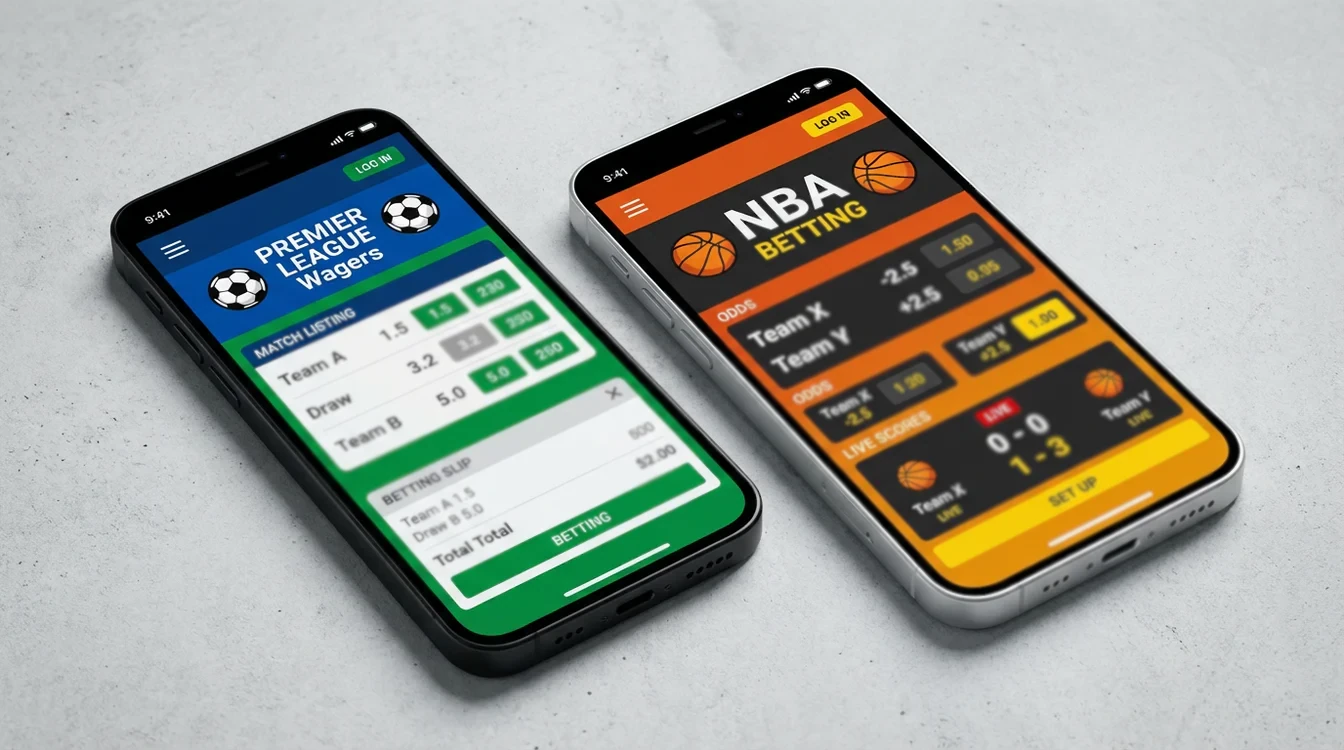 Due smartphone affiancati che mostrano diverse interfacce di app scommesse sportive