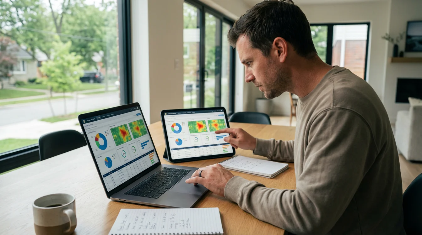 Persona che analizza statistiche di calcio su tablet con grafici e dati