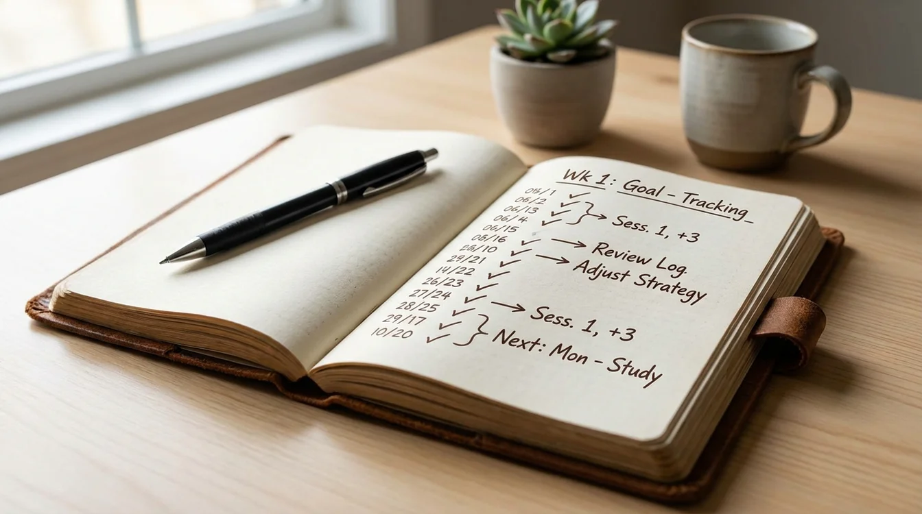 Agenda aperta con appunti e penna su scrivania ordinata che suggerisce pianificazione