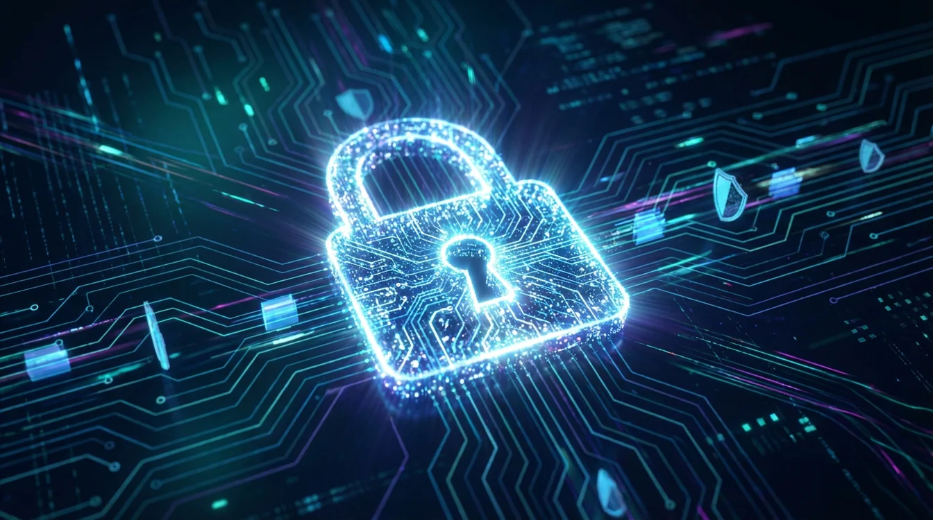 Lucchetto digitale su sfondo tecnologico che rappresenta sicurezza e protezione dei dati